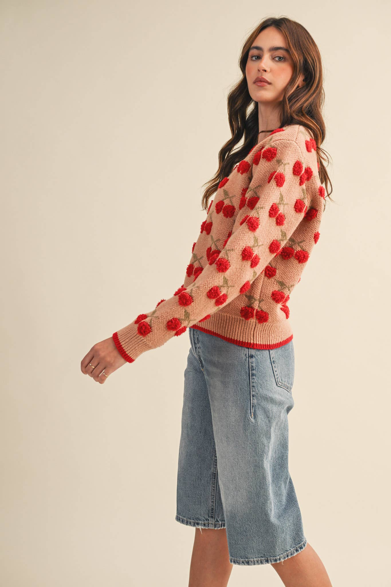 Jana Fuzzy Cherry Sweater