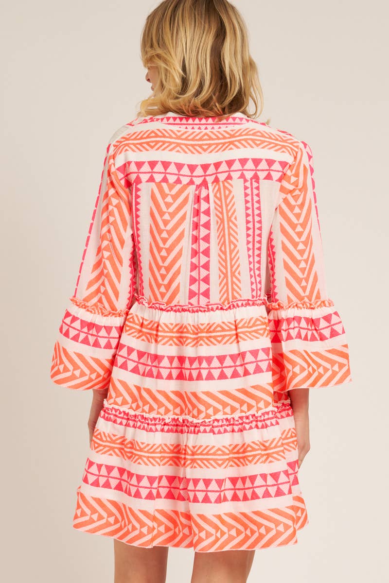 Bring on the Sun Embroidered 3/4 Sleeve Dress