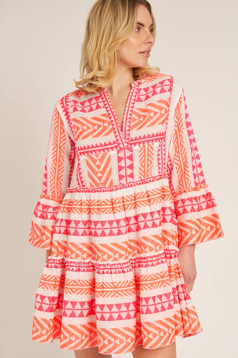 Bring on the Sun Embroidered 3/4 Sleeve Dress