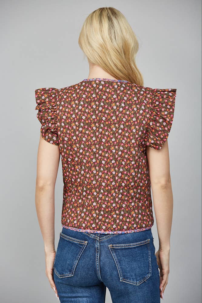 Morgan Floral Print Toggle Vest