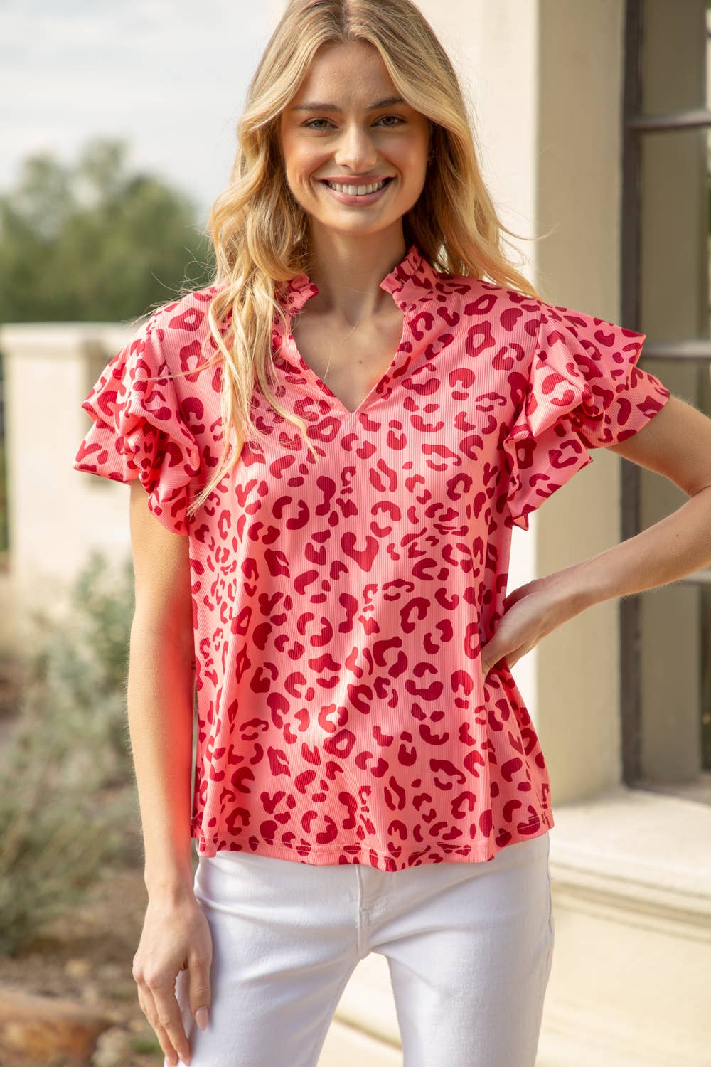 Casey Puff Bubble Sleeve Leopard Top