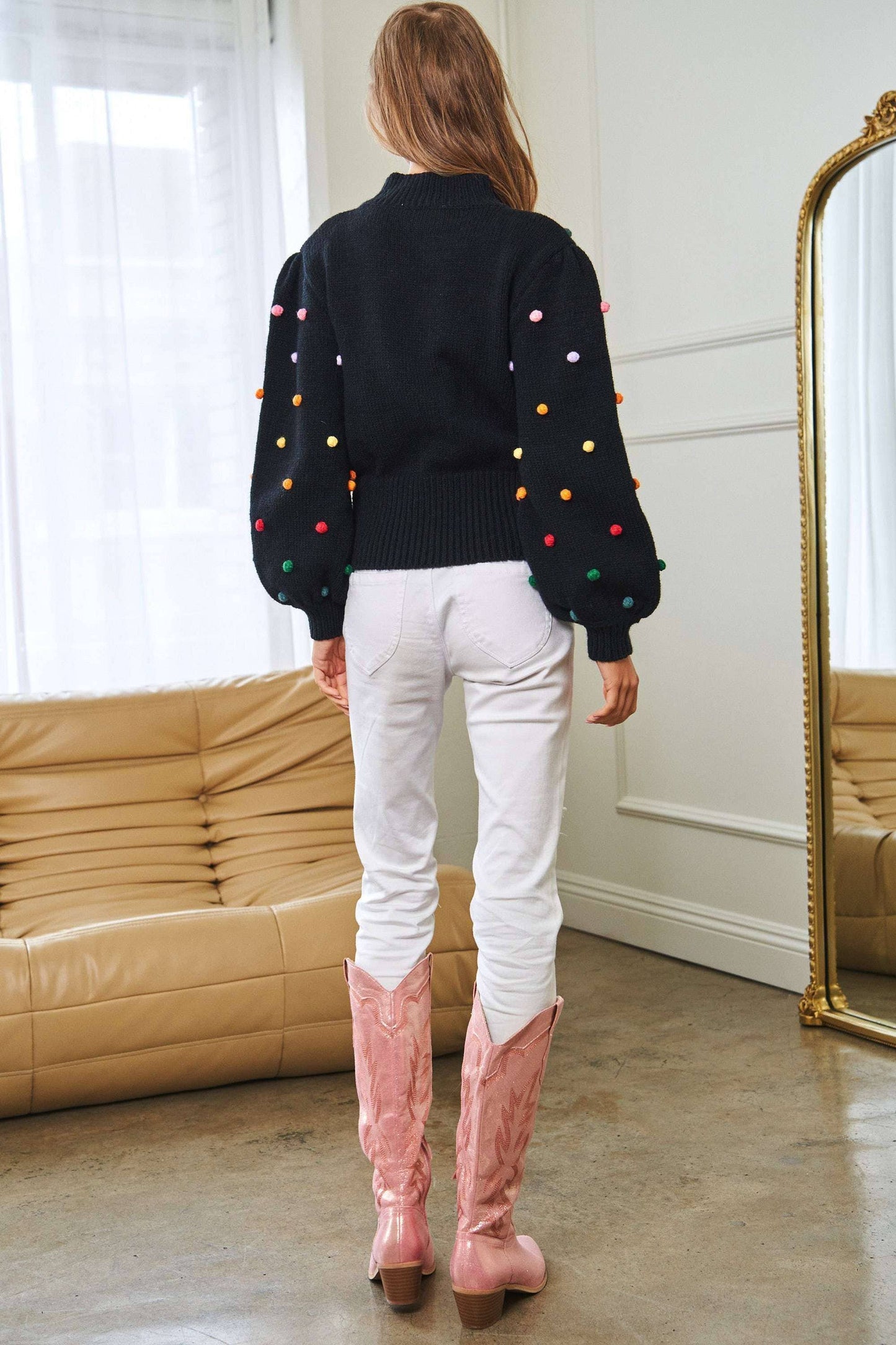 Rainbow Pom Sweater (2 colors)