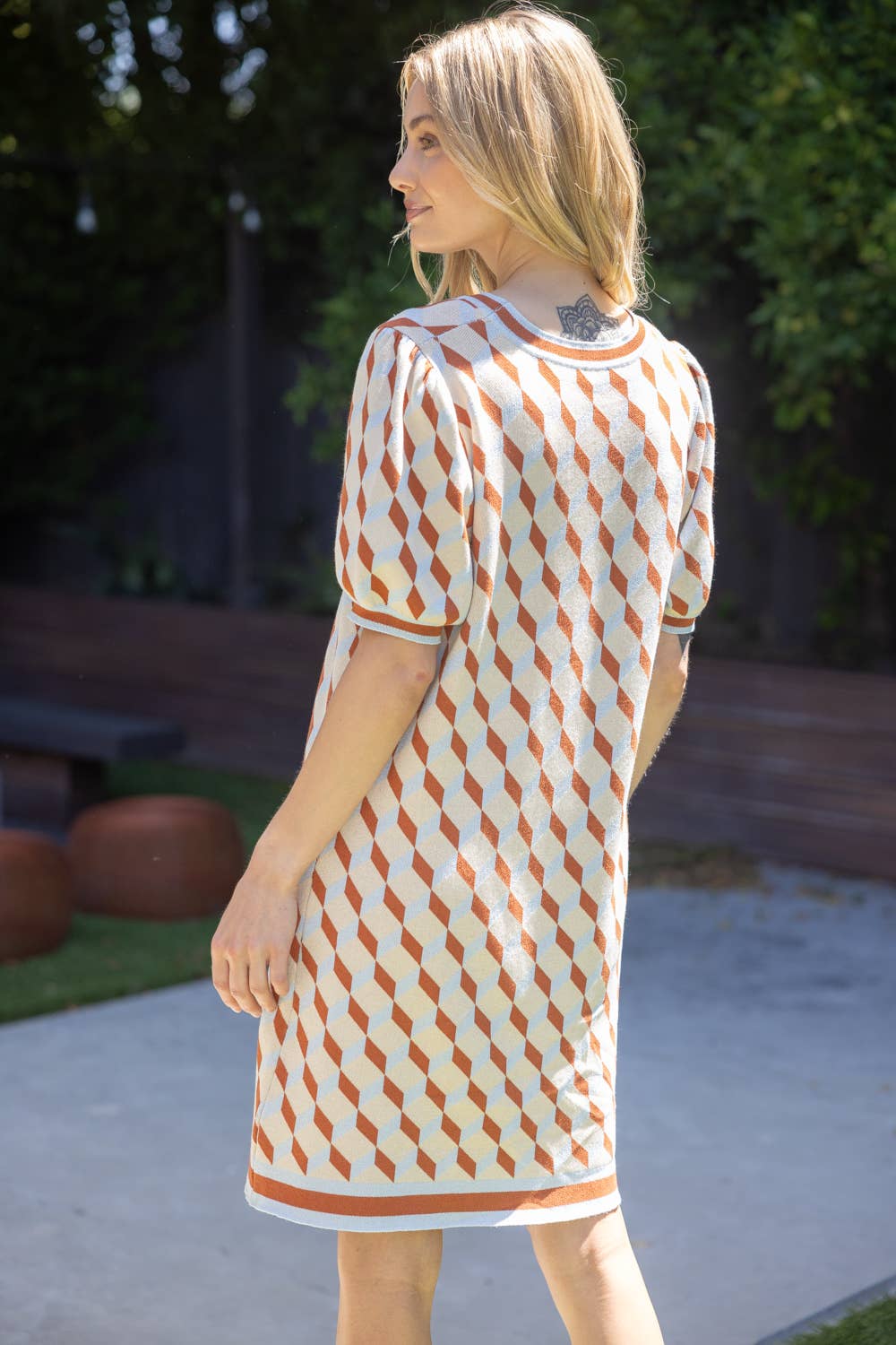 Finley Geo Printed Short Sleeve Knit Dress