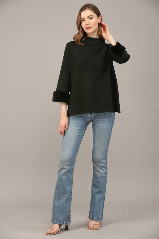 Annie Fur Sleeve Detail Sweater Top