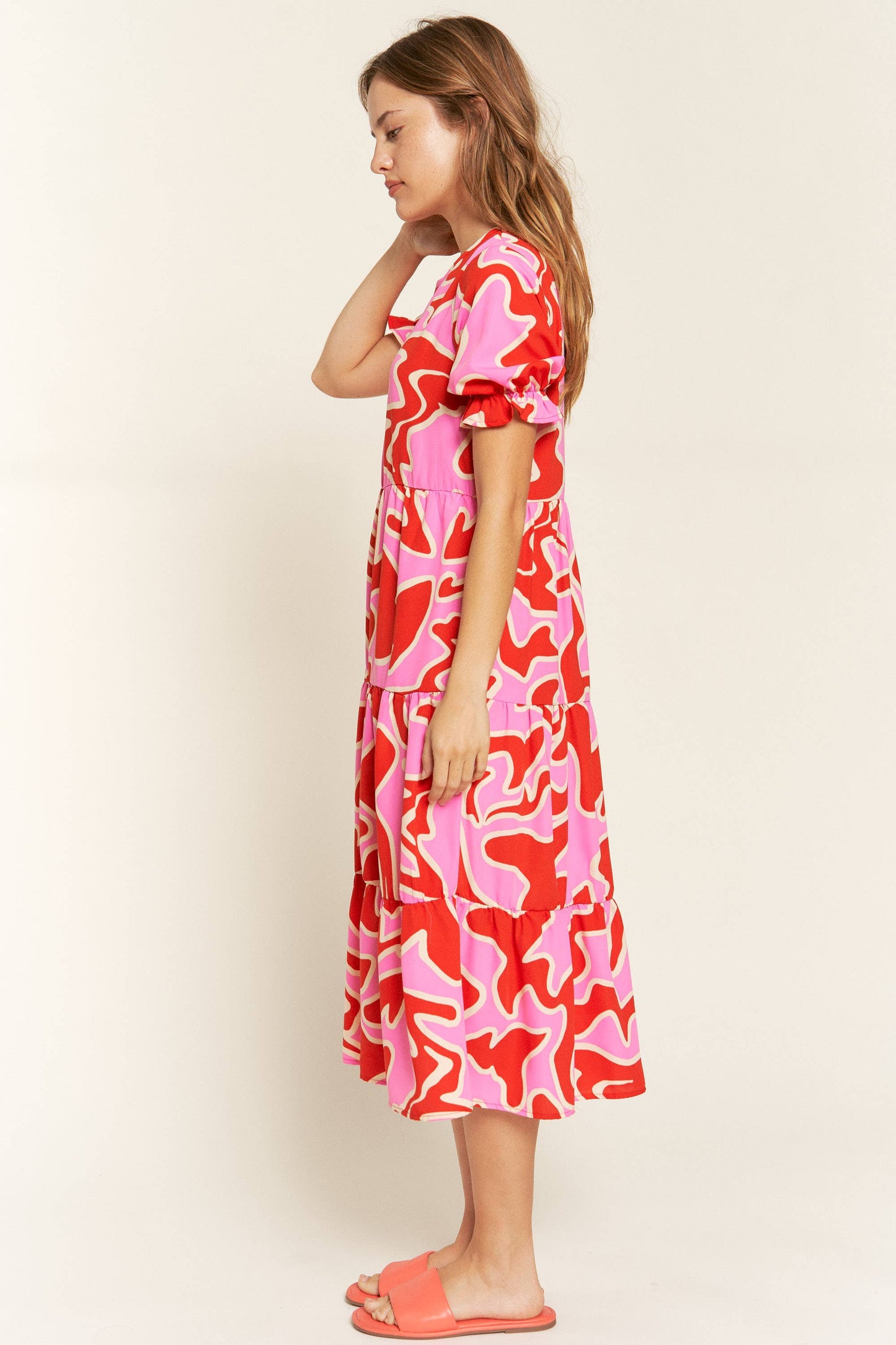 Beautiful Chaos Tiered Short Sleeve A-Line Midi Dress (2 colors)