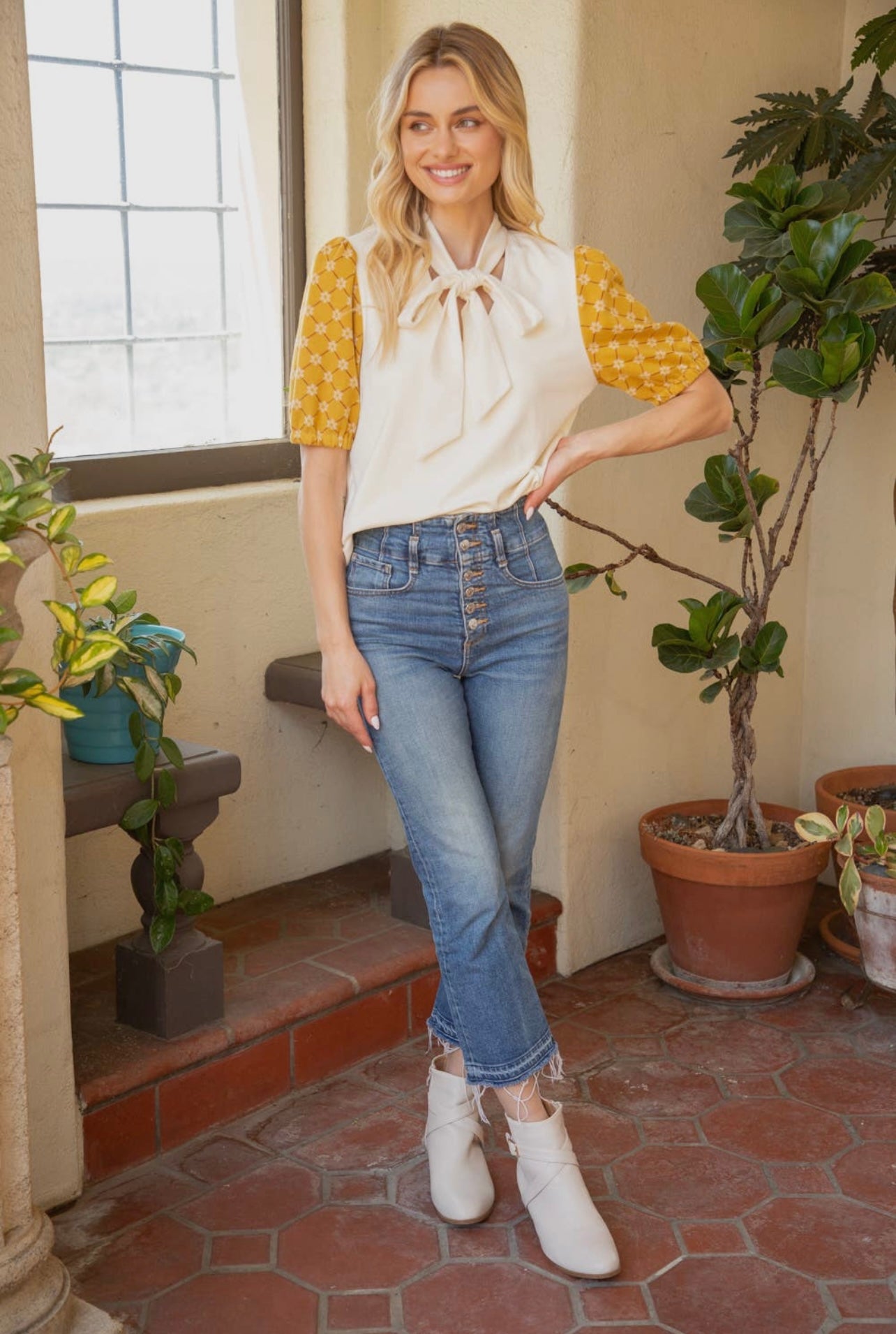 Sweetheart Tie Front Neck Suede Top