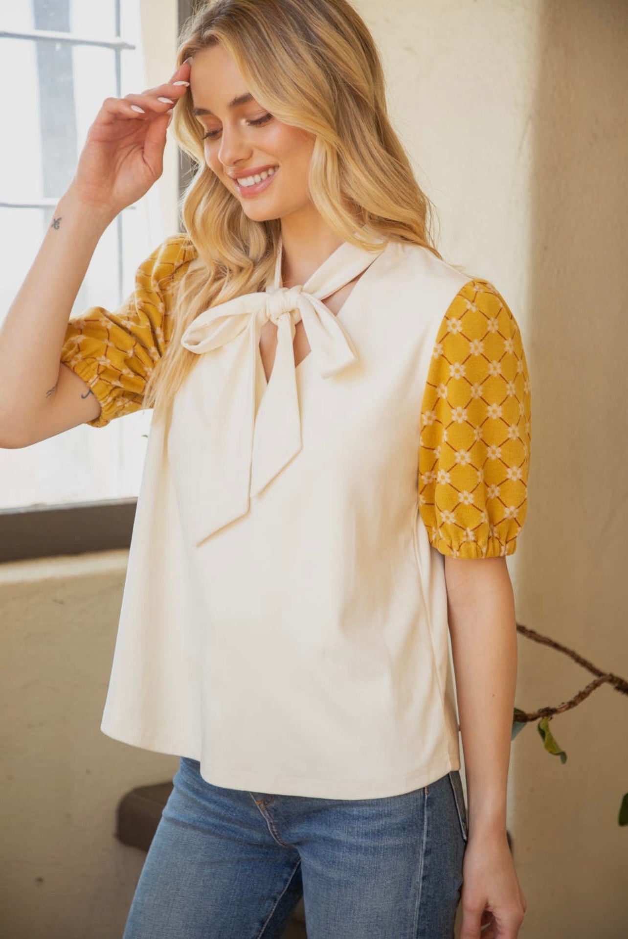 Sweetheart Tie Front Neck Suede Top