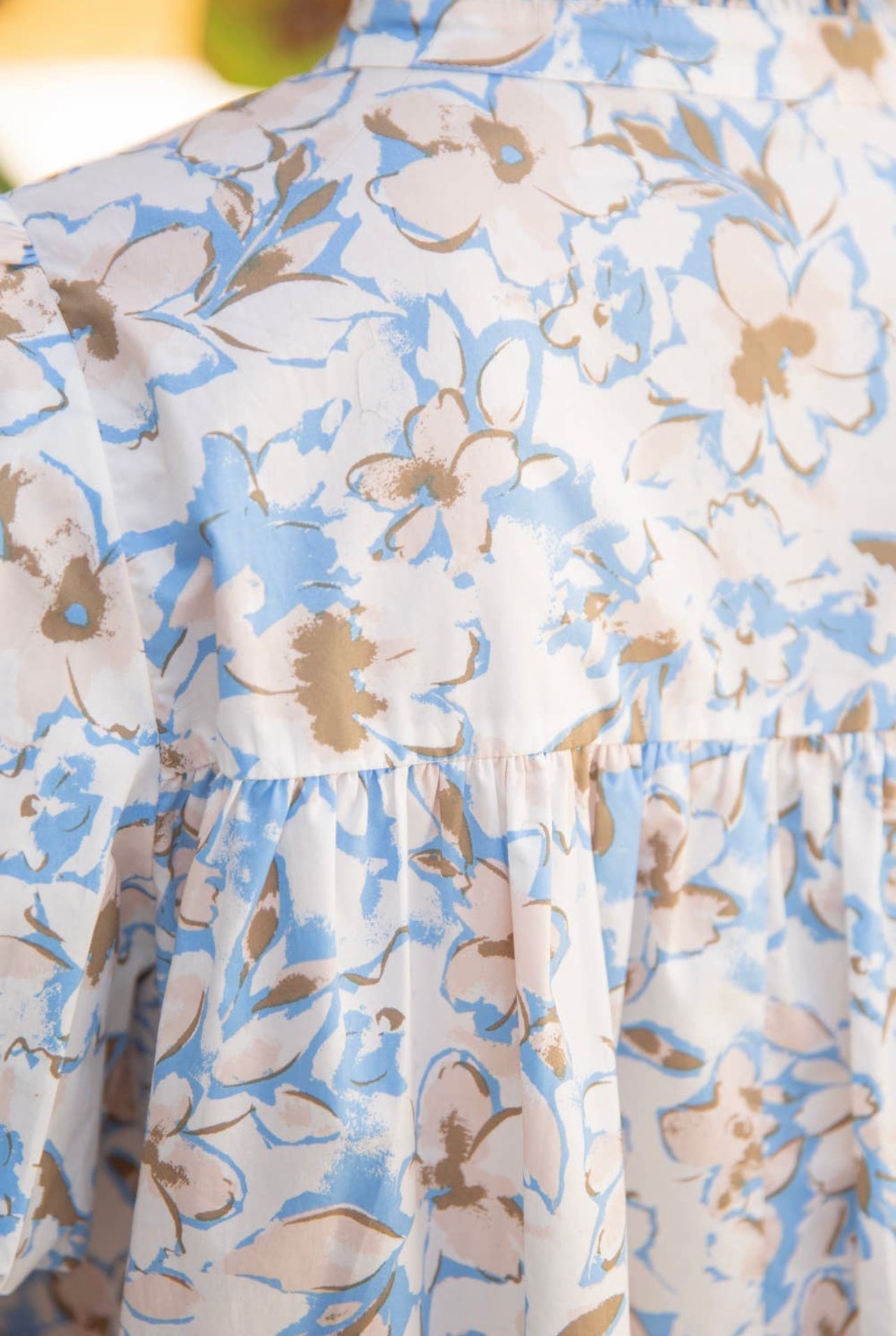 Floral Escape Bubble Sleeve Tiered Print Dress