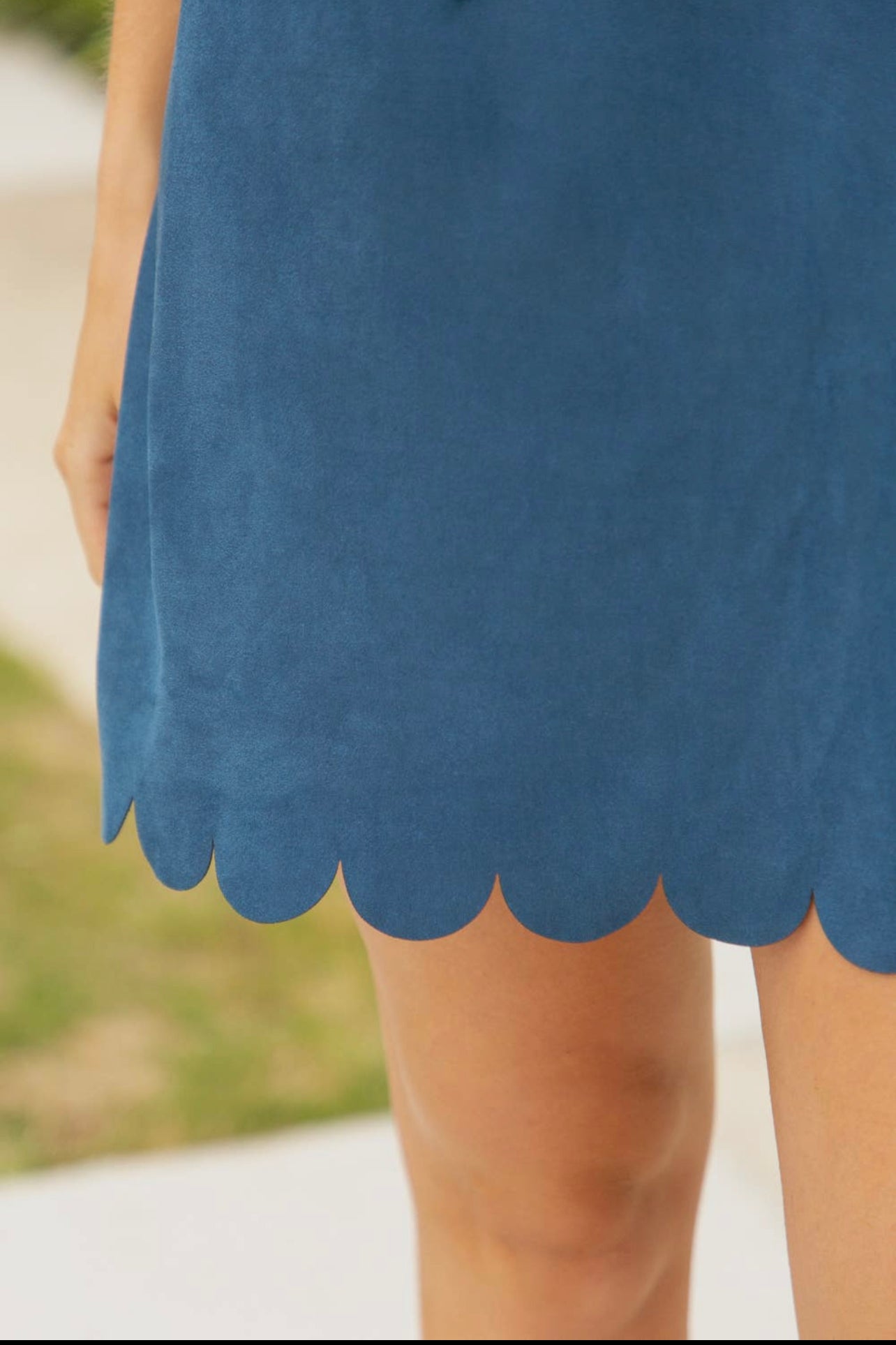 Scallop Detailed Suede Dress (2 colors)