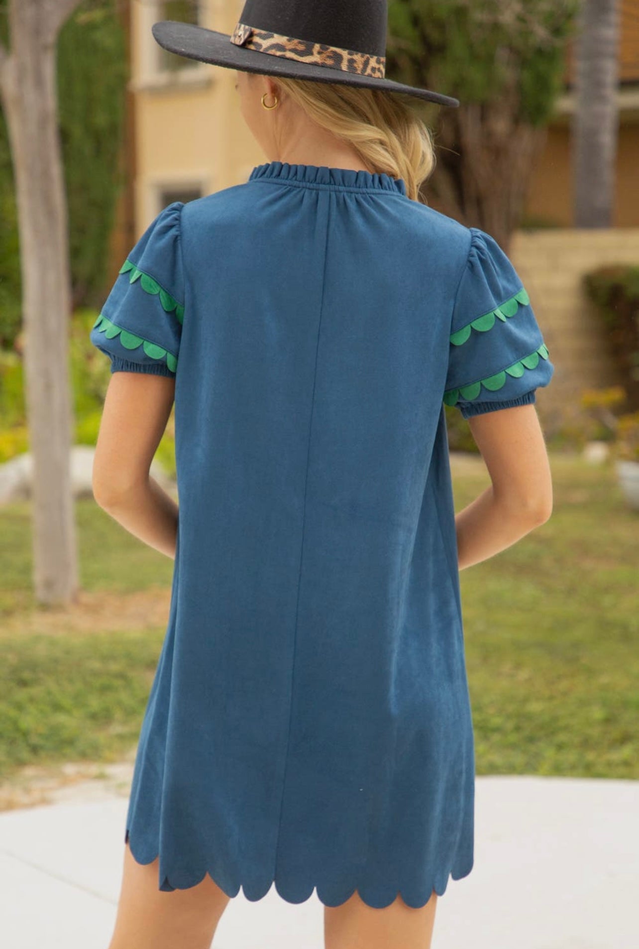 Scallop Detailed Suede Dress (2 colors)