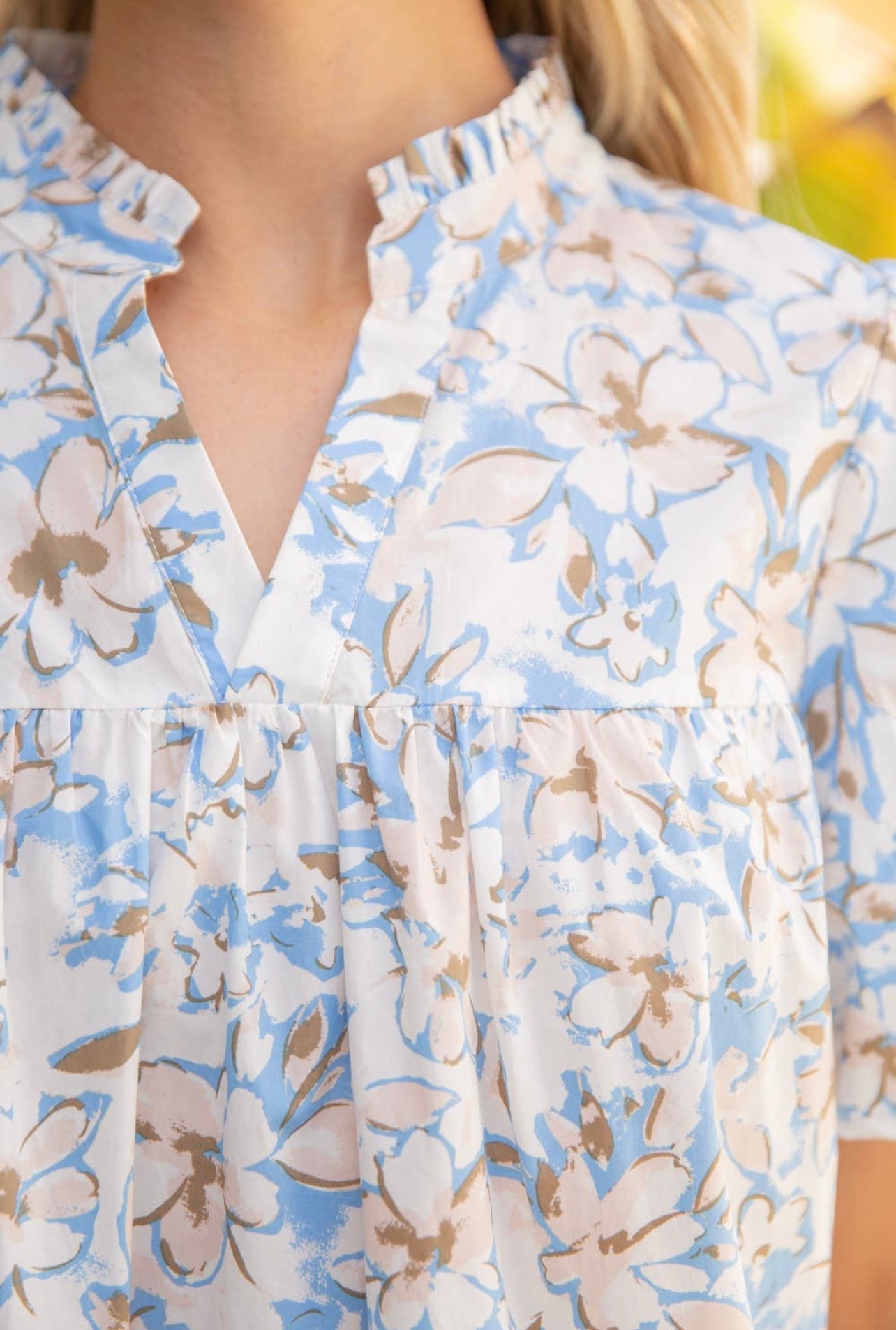 Floral Escape Bubble Sleeve Tiered Print Dress