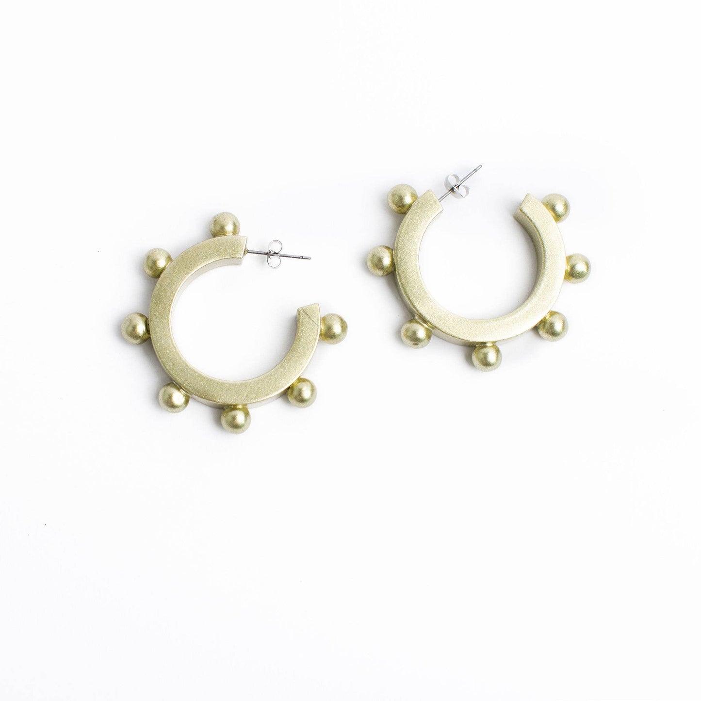 Gold Metallic Bead Hoops-Sunshine Tienda