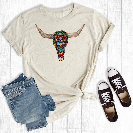 Cow skull Boho Graphic Tee