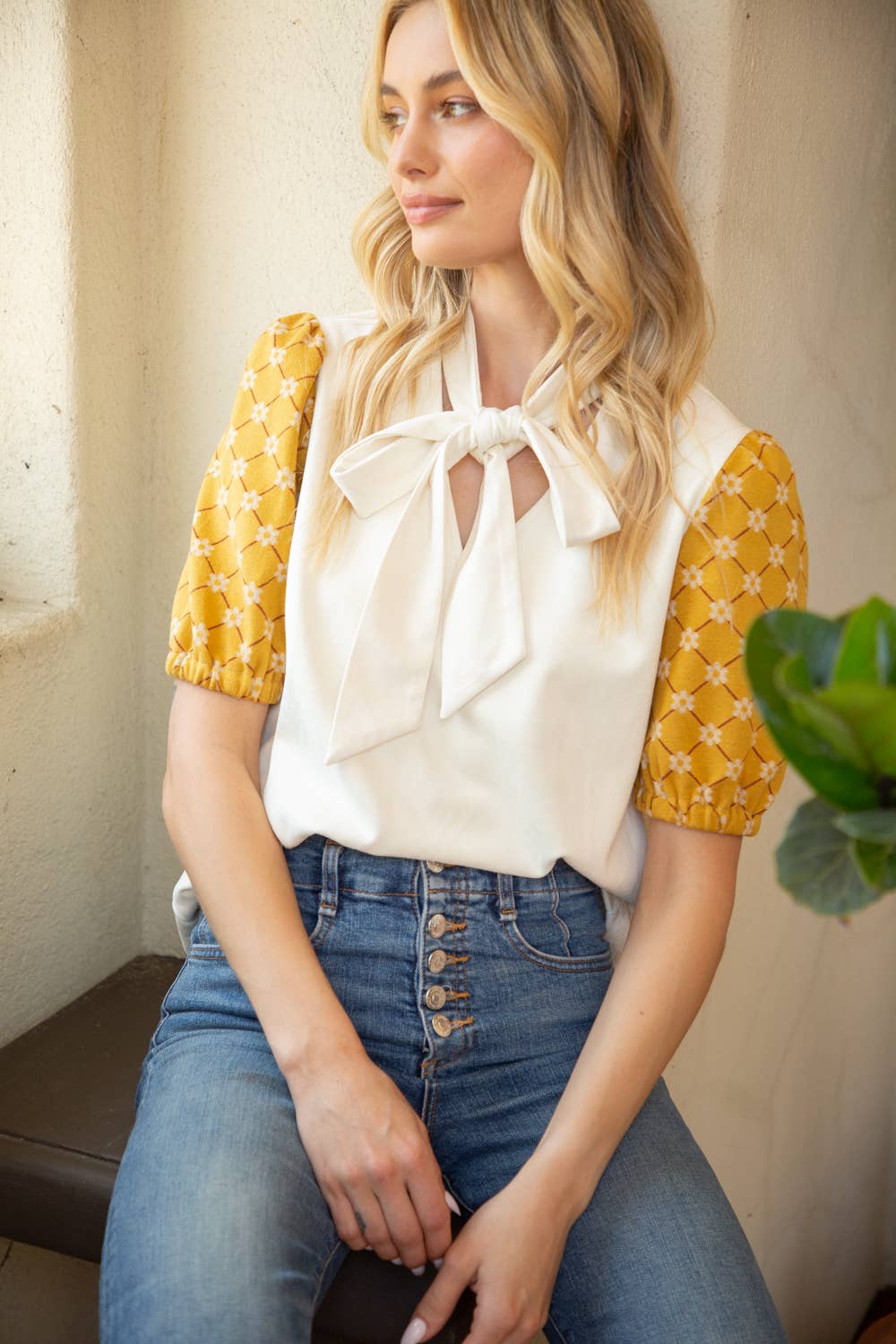 Sweetheart Tie Front Neck Suede Top