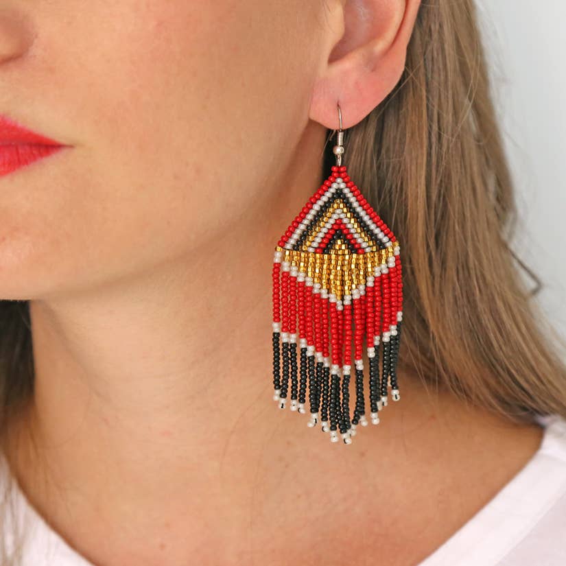Fire Beaded Earrings