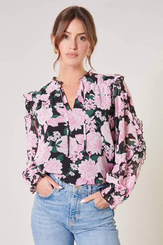 Angelica Floral Raj Ruffle Blouse
