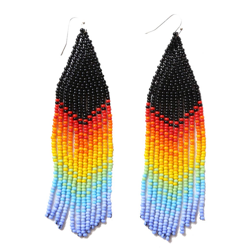 Rainbow Black Beaded Earrings