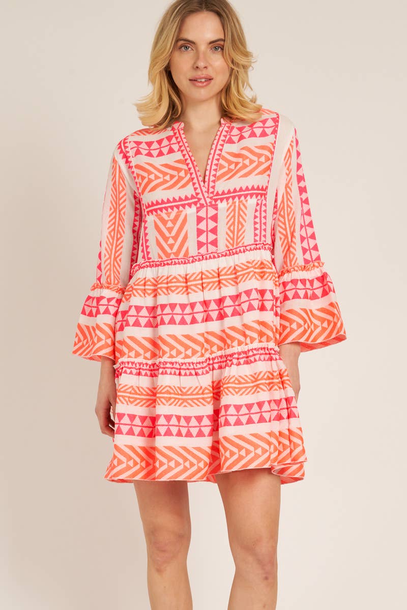 Bring on the Sun Embroidered 3/4 Sleeve Dress