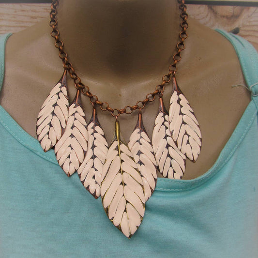 Gypsy Leaf Off-White Statement Necklace
