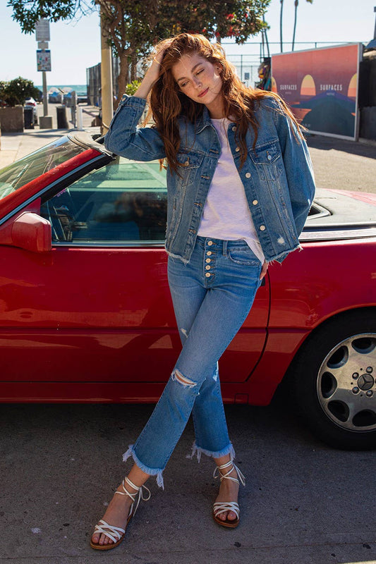 Tori Button Fly Kick Mini Flair Jeans