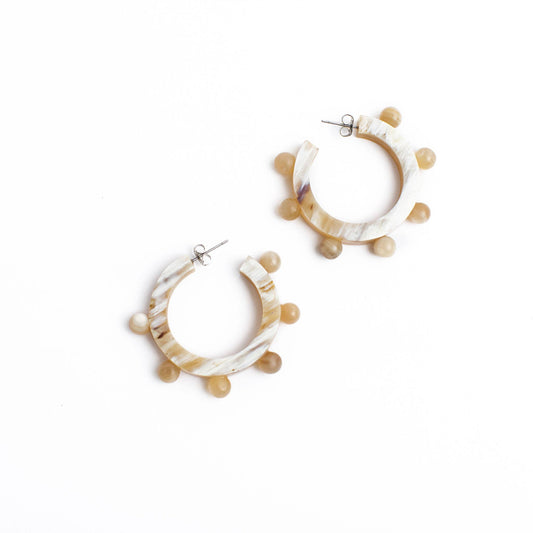 Natural Bead Hoops-Sunshine Tienda