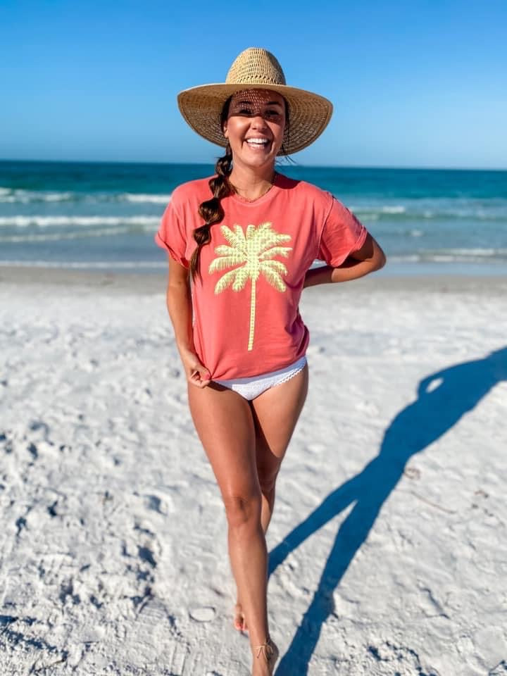 Gingham Palm Graphic Tee
