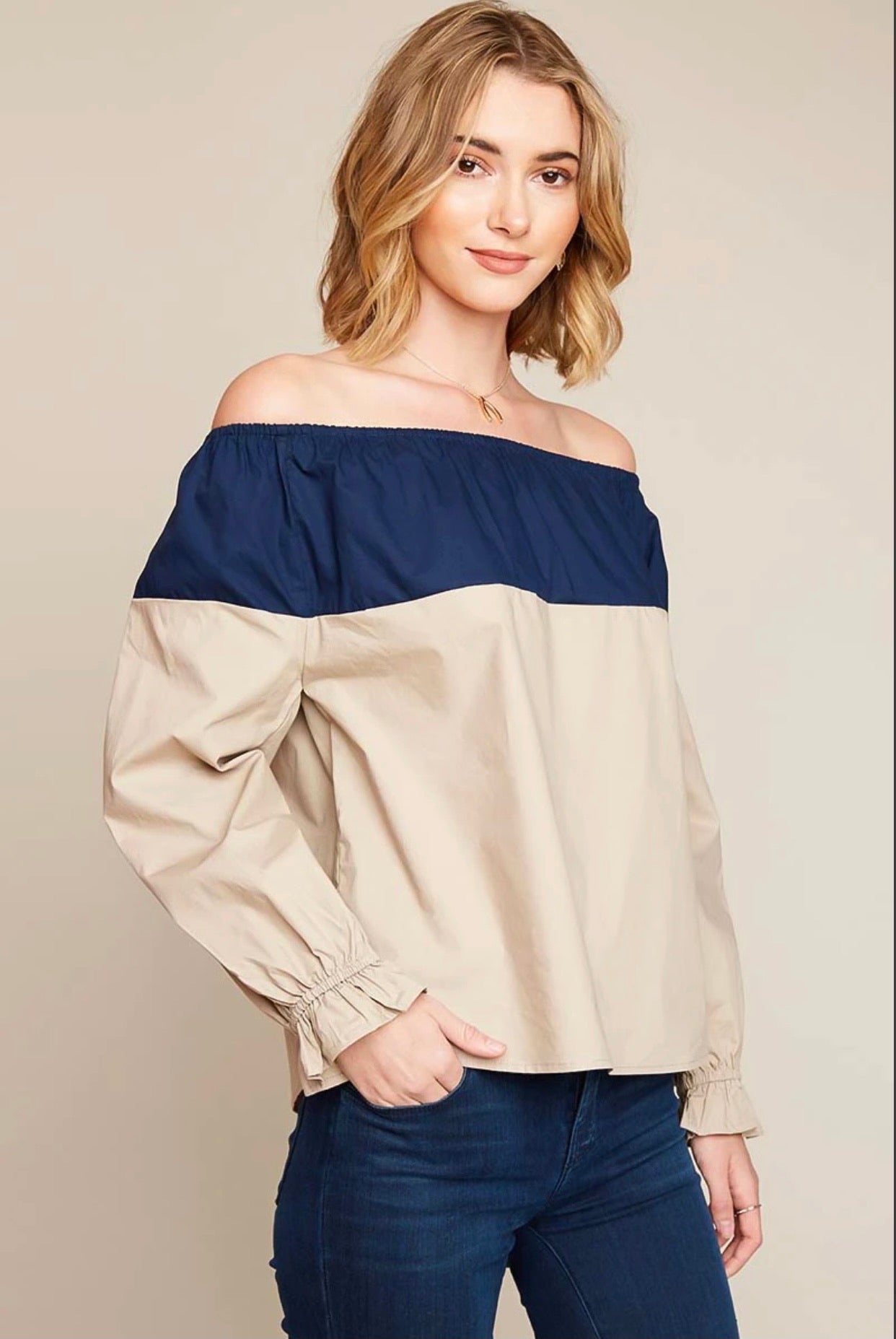 Shoulder Goals Colorblocked Top