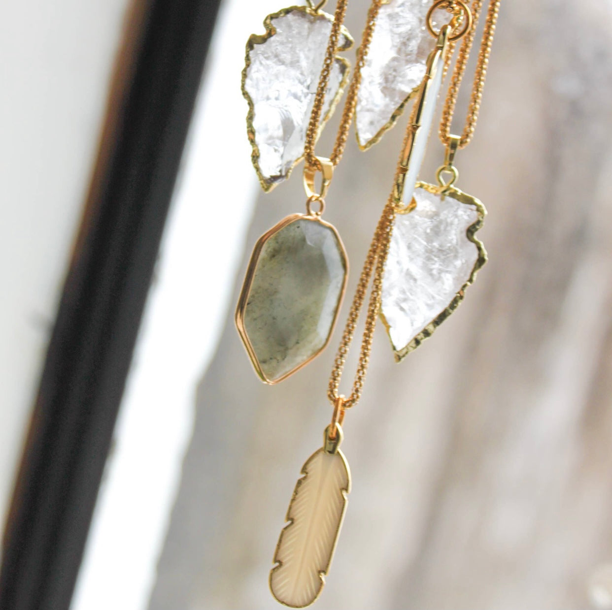 Labradorite Drop Pendant Necklace