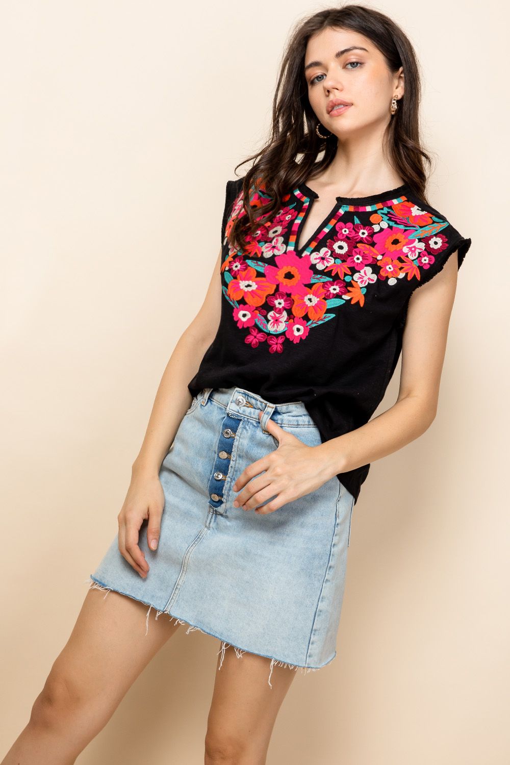 Fiesta Nights Floral Top-THML