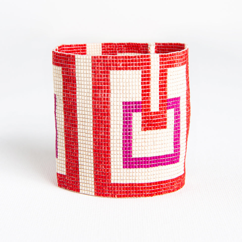 Scarlet Square Beaded Stretch Bracelet