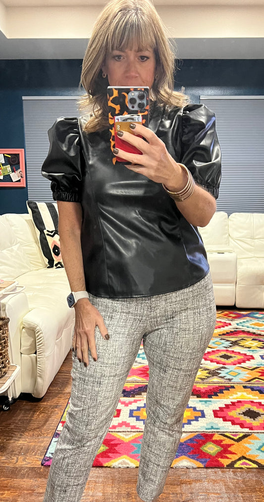 On a Cloud Faux Leather Top