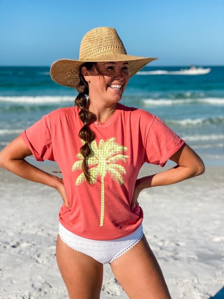 Gingham Palm Graphic Tee