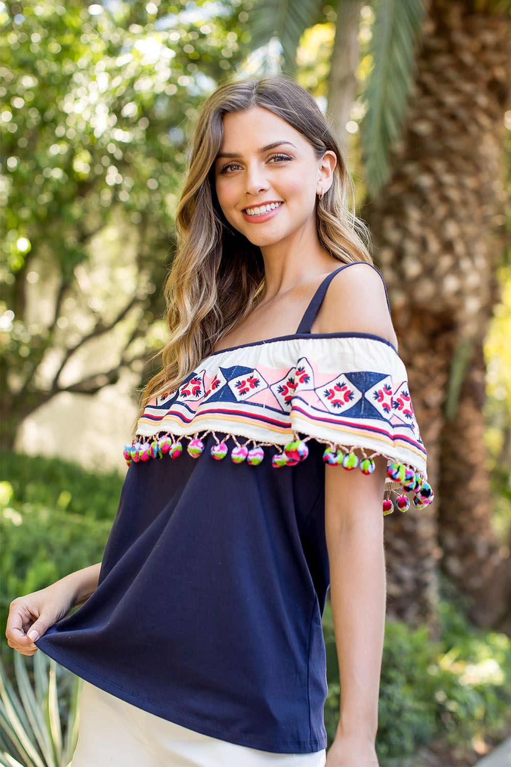 Viva Mexico Embroidered Flounce Top-THML
