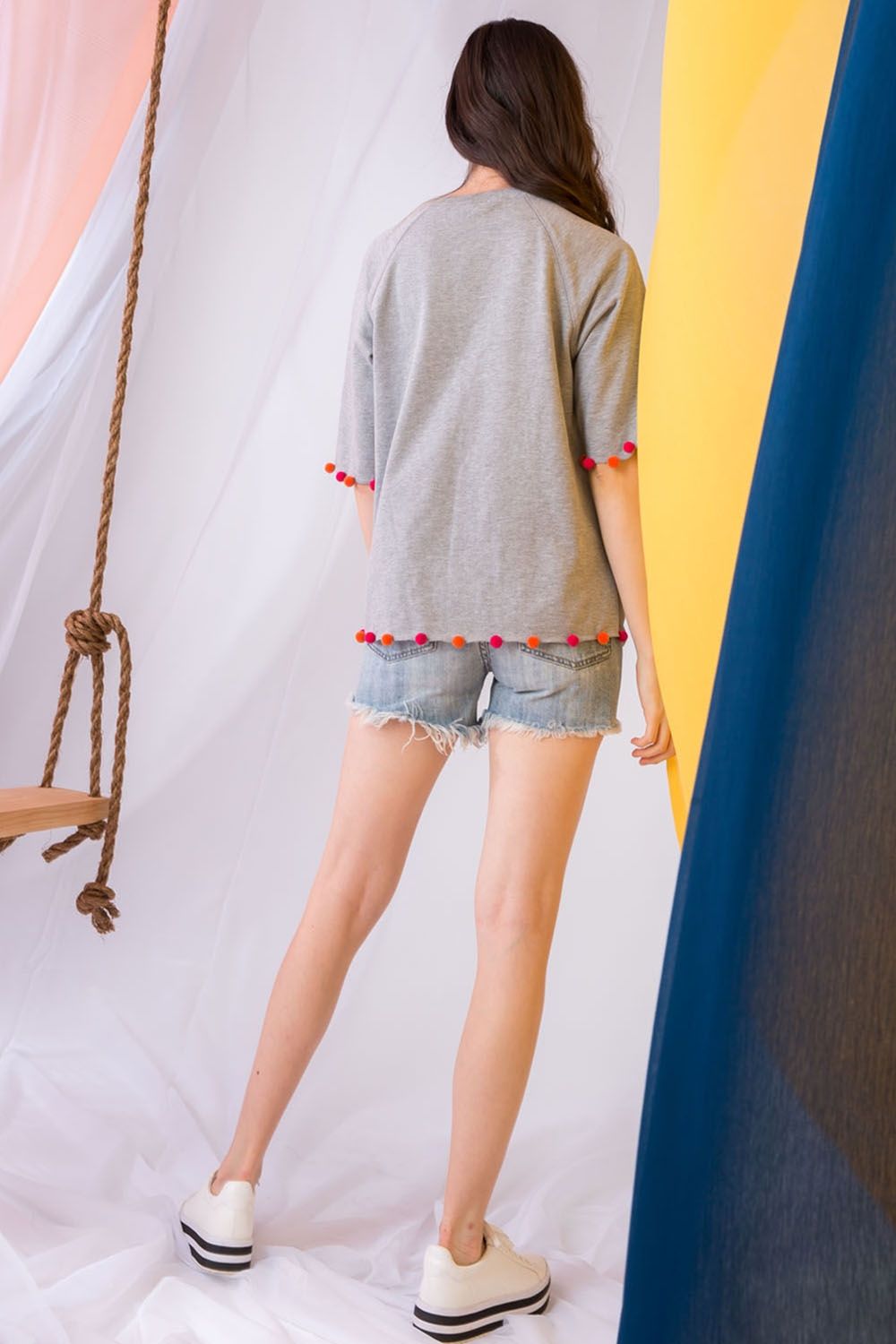 Happy Hour Pom Sweatshirt Top-THML