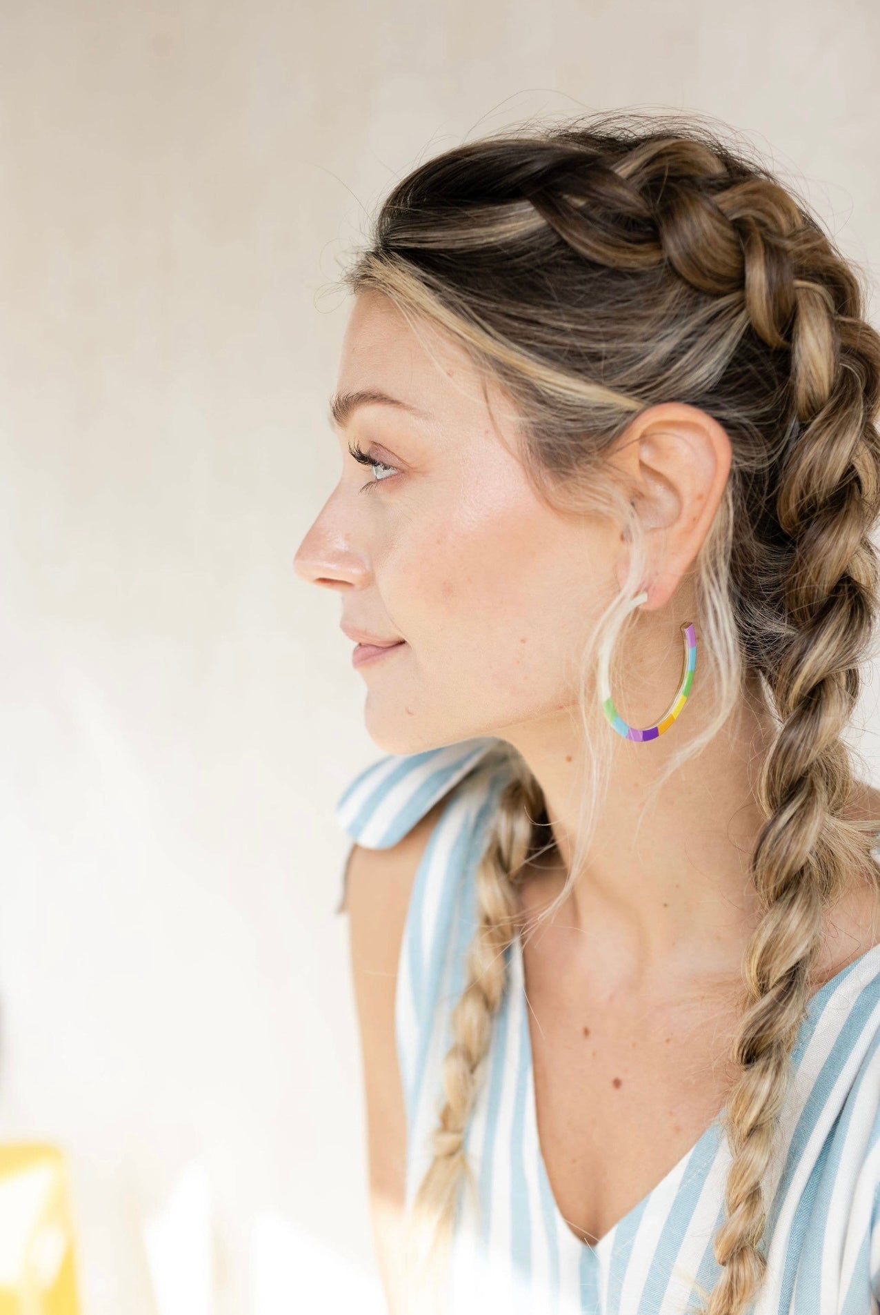 Skinny Rainbow Hoop Earrings