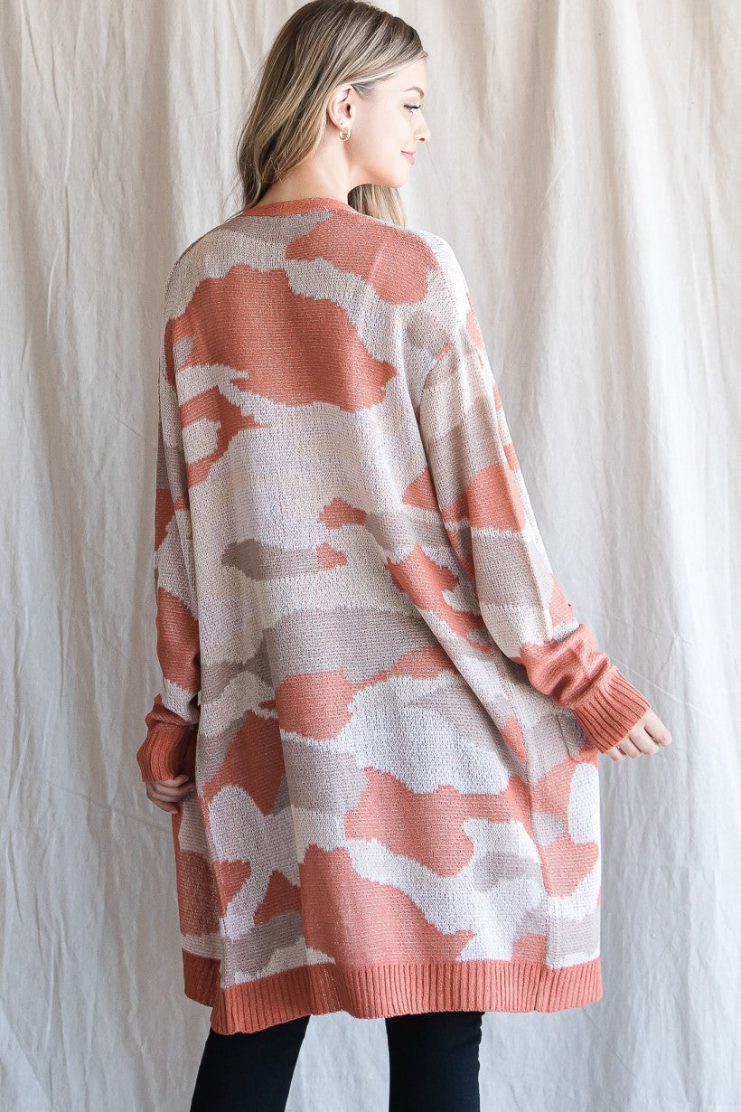 Brick by Brick Long Duster Camo Cardigan