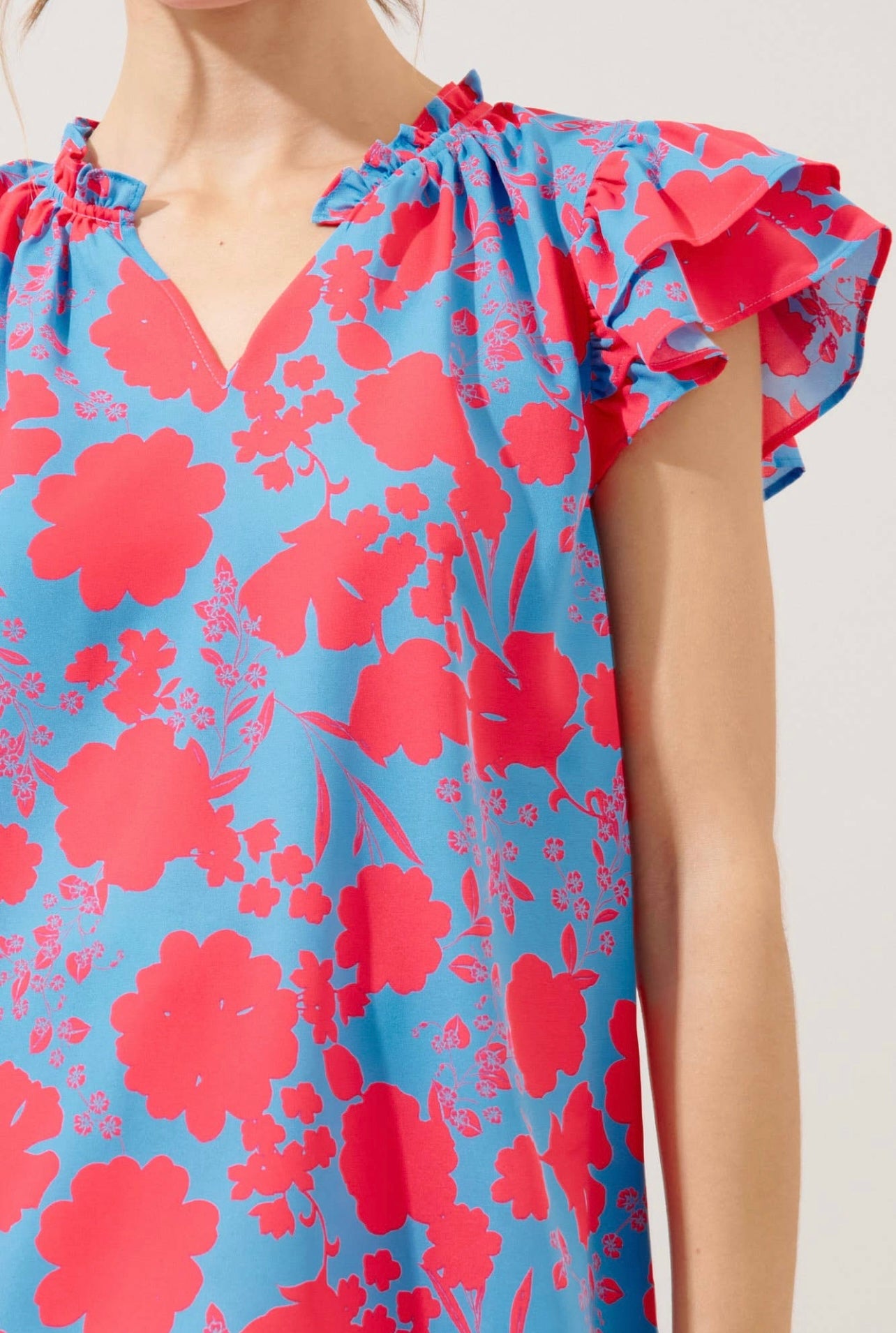 Juliana Floral Bellissima Ruffle Sleeve Top