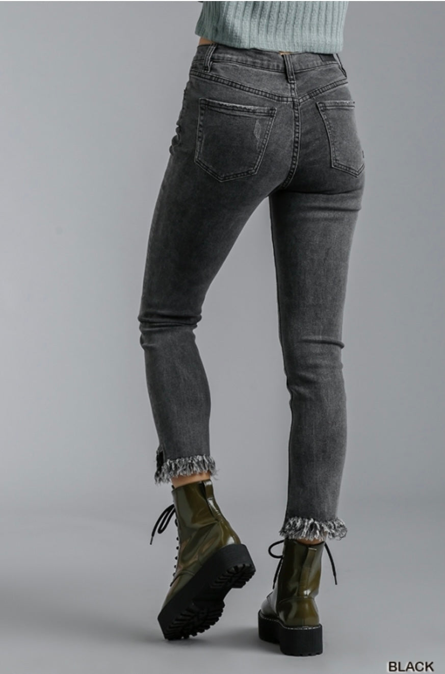 Anne Fringe Hem Skinny Jeans