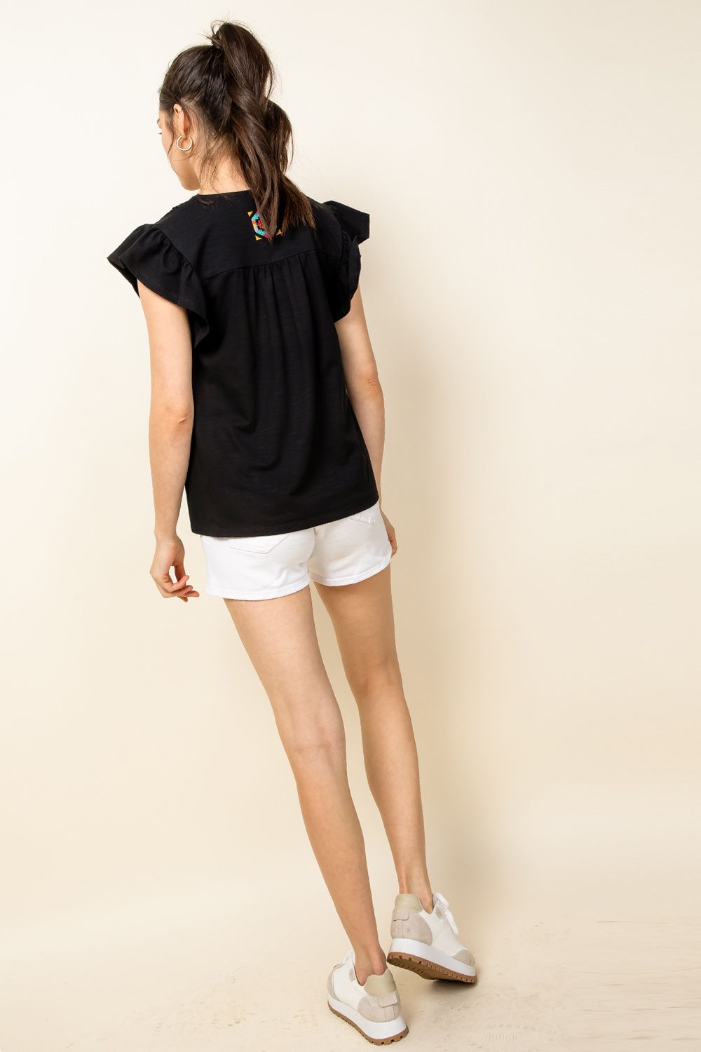Rising Sun Embroidered Top-THML