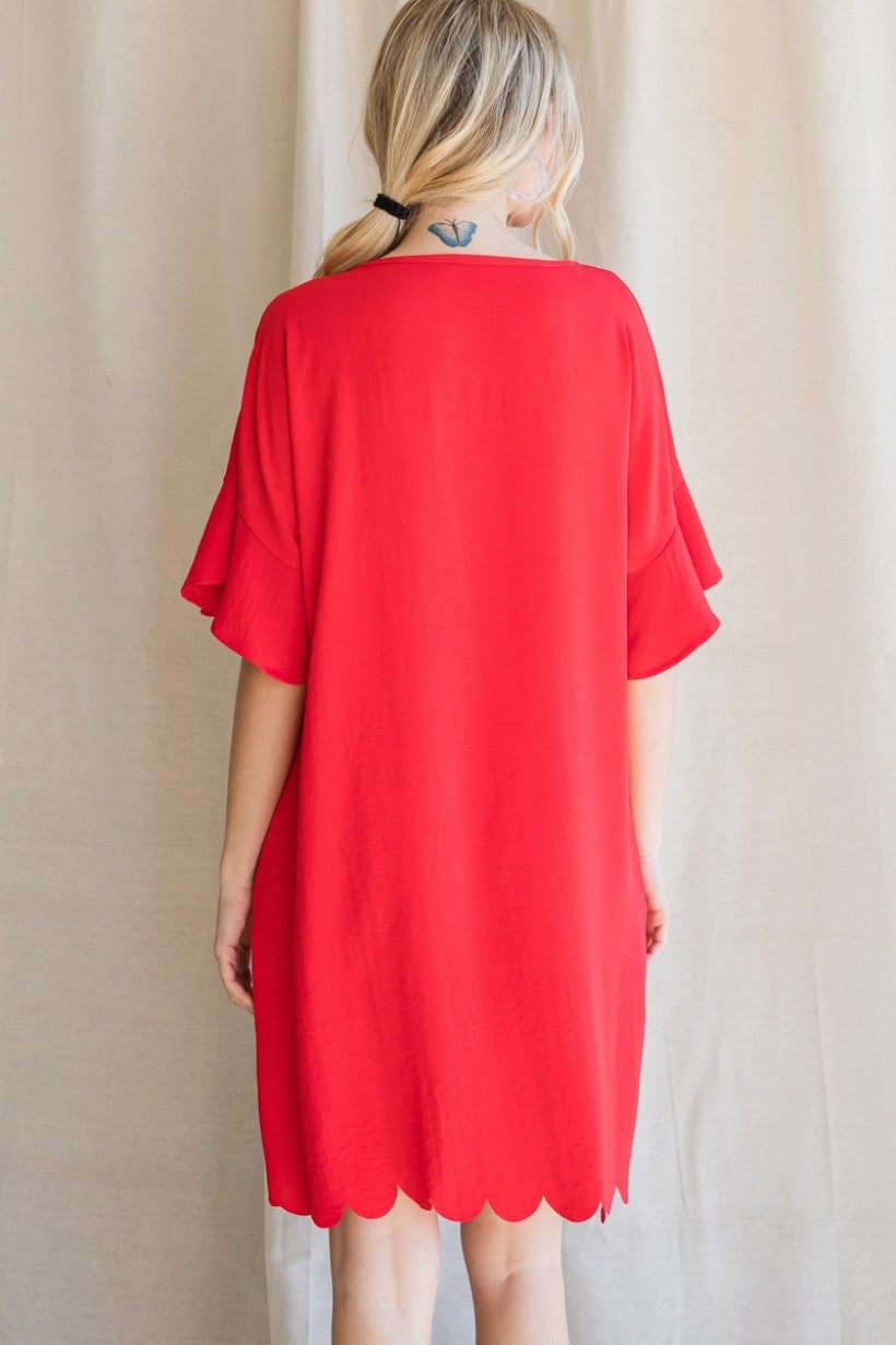 Party of One Scallop Hem Dress