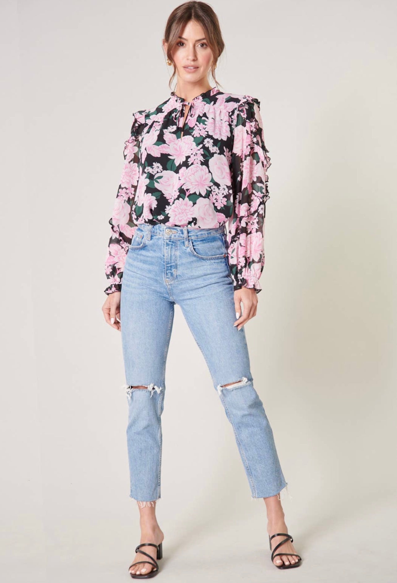 Angelica Floral Raj Ruffle Blouse