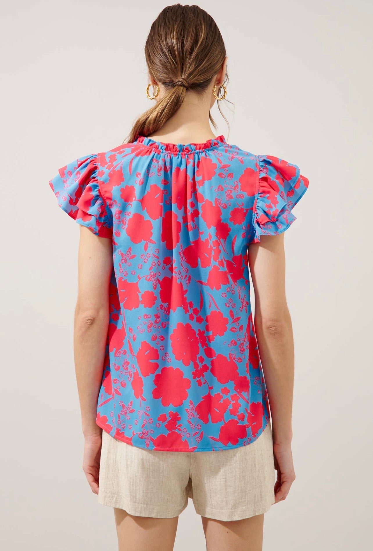 Juliana Floral Bellissima Ruffle Sleeve Top