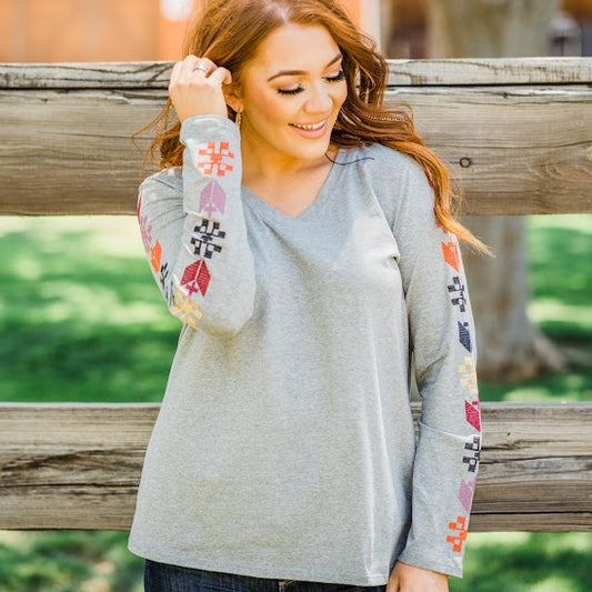 Jackie Embroidered Long Sleeve Top