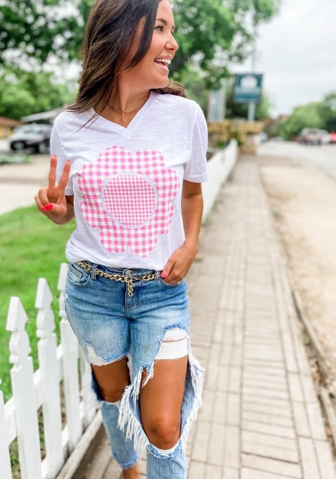 Girlie Gingham Graphic Tee