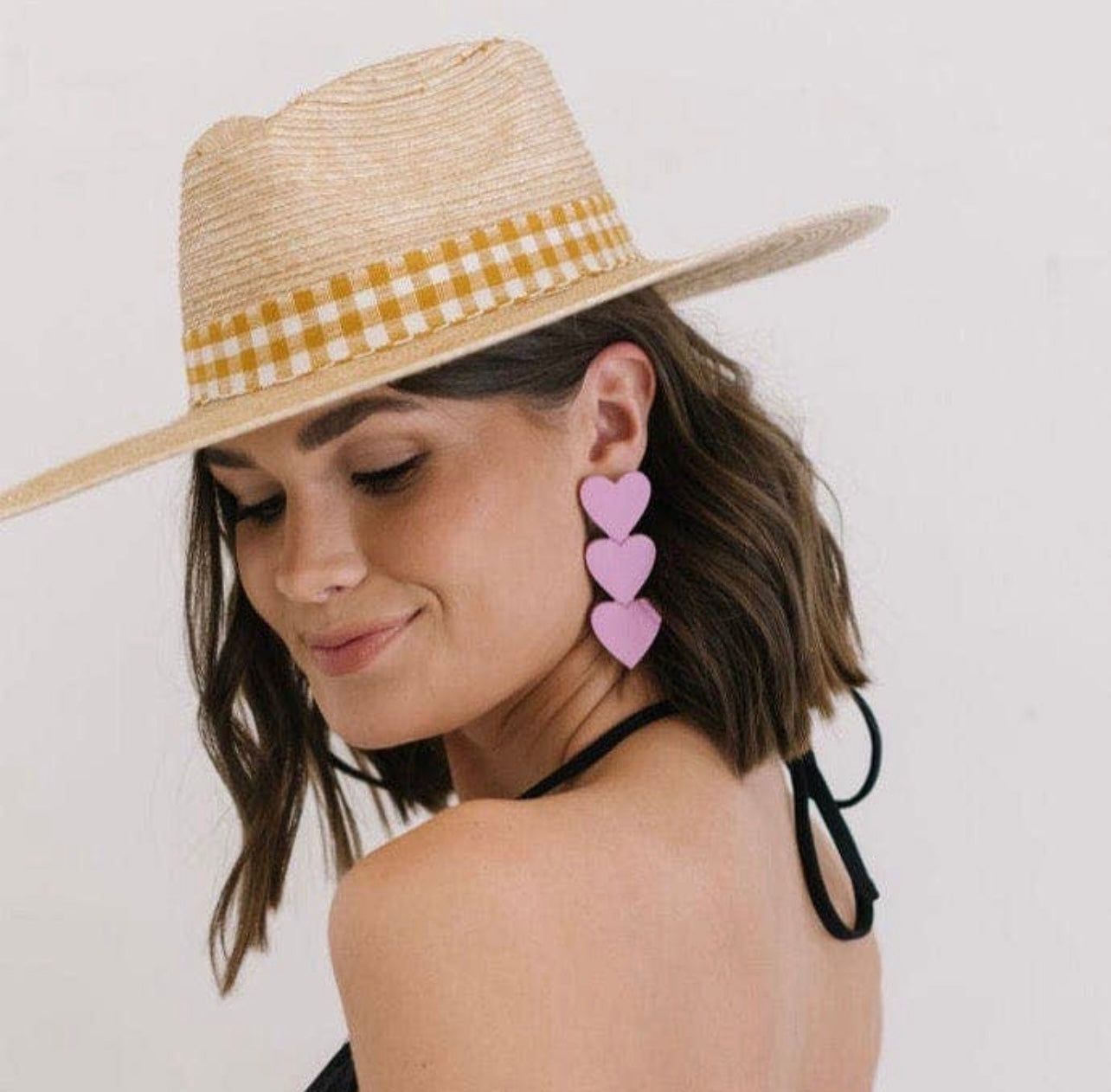 Matte Pink Heart Earrings-Sunshine Tienda