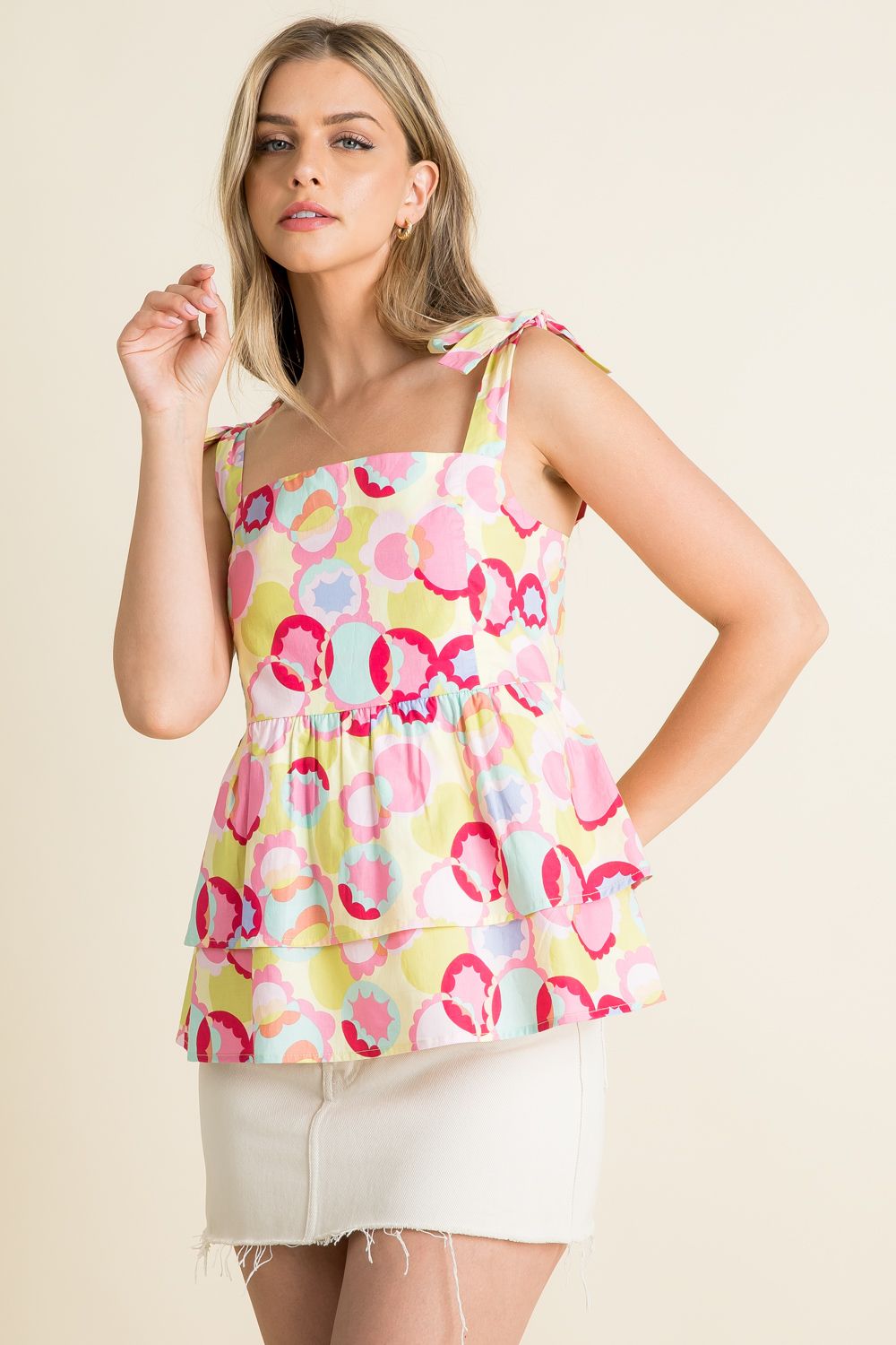 Without a Care Shoulder Tie Top-THML