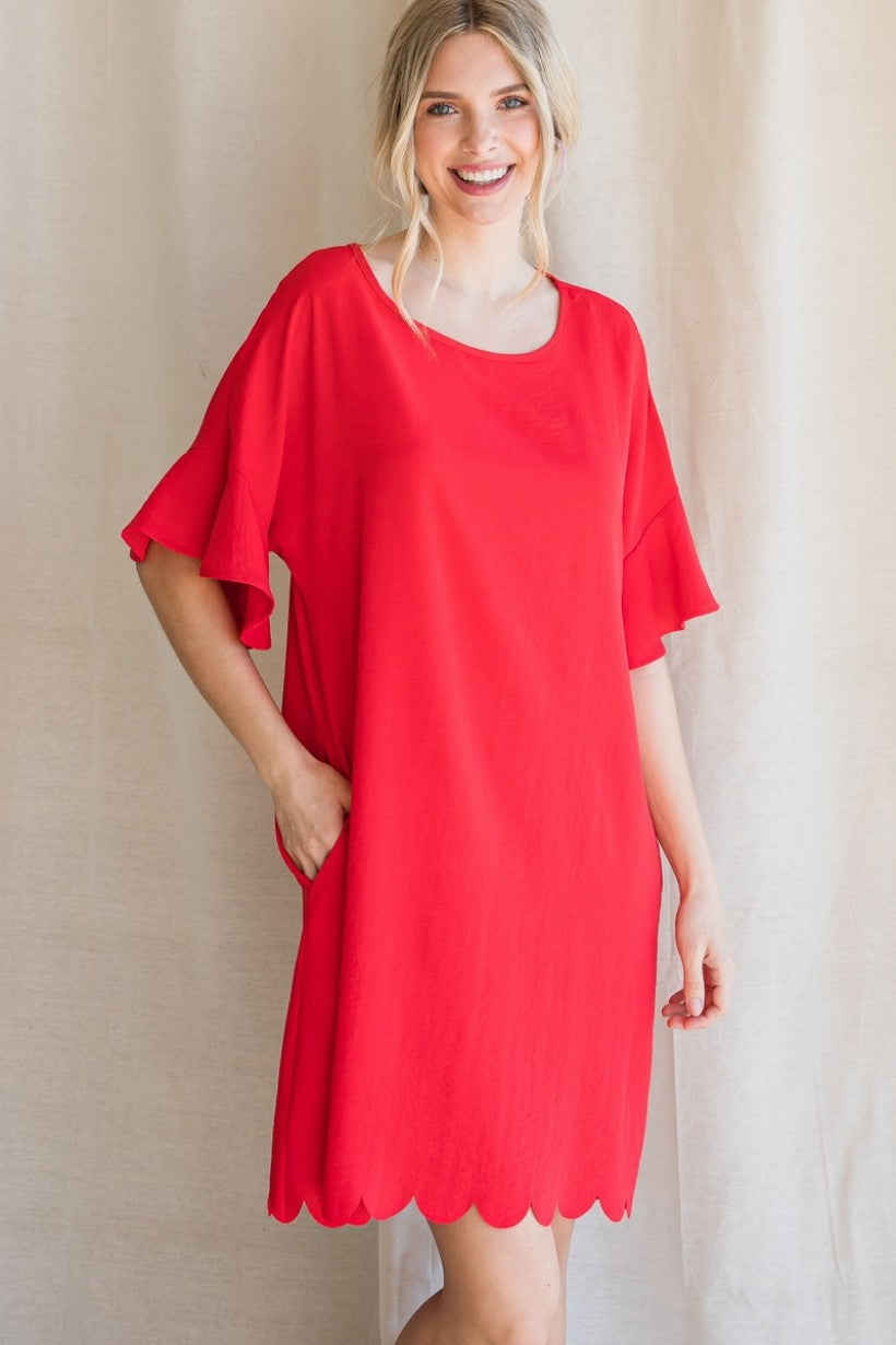 Party of One Scallop Hem Dress
