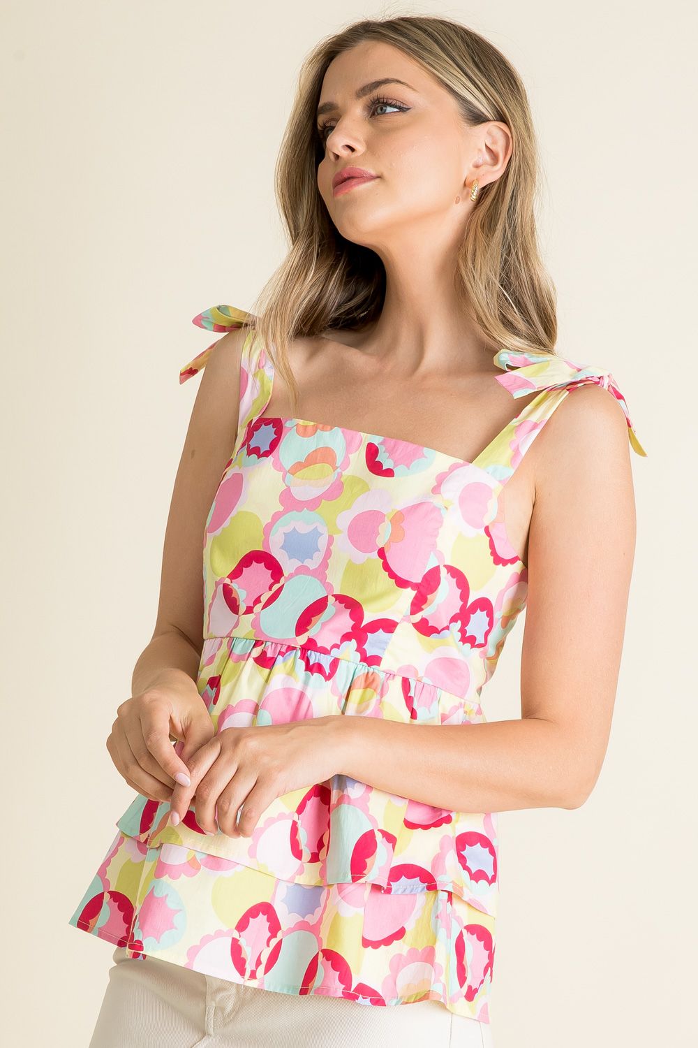 Without a Care Shoulder Tie Top-THML