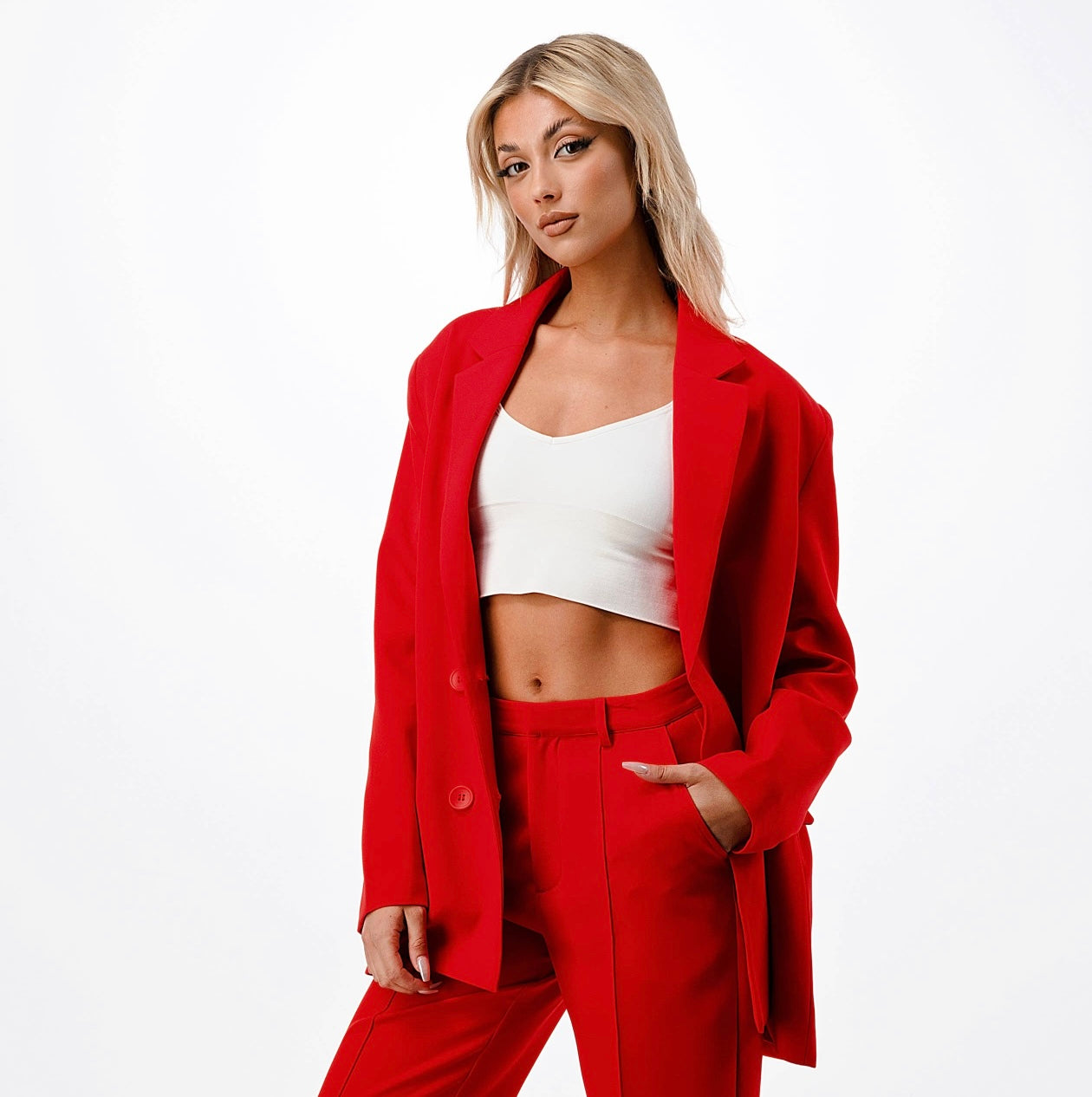 Boss Babe Red Oversized Blazer