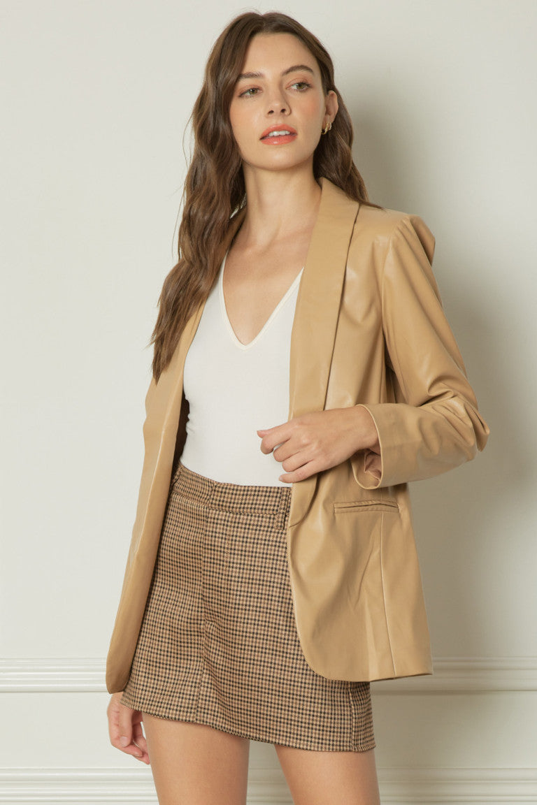 Happy Hour Faux Leather Blazer